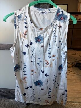 White Floral Sleeveless Top